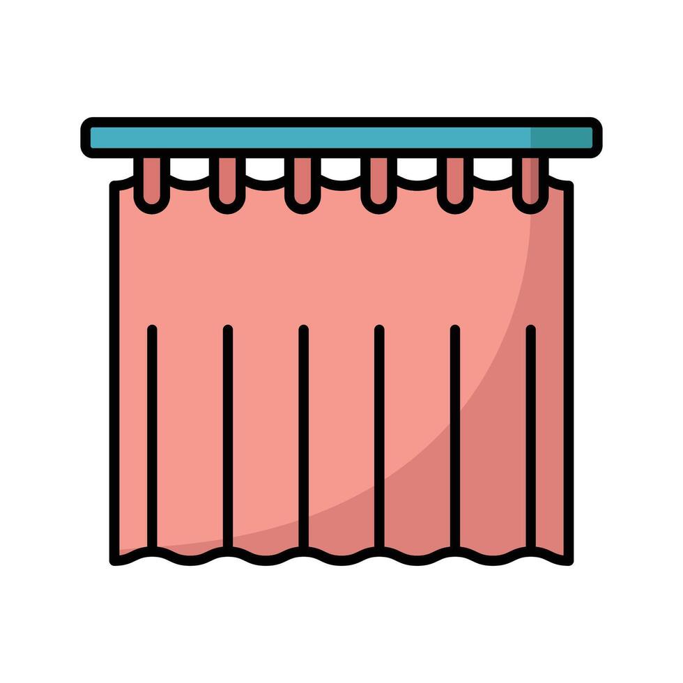 Interior Shower Curtain Icon Outline vector