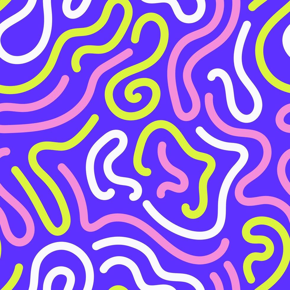 Multicolored Curvy Lines Seamless Pattern vector
