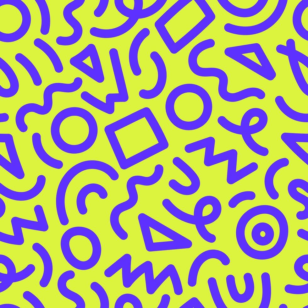 Memphis Line Shapes Seamless Pattern vector