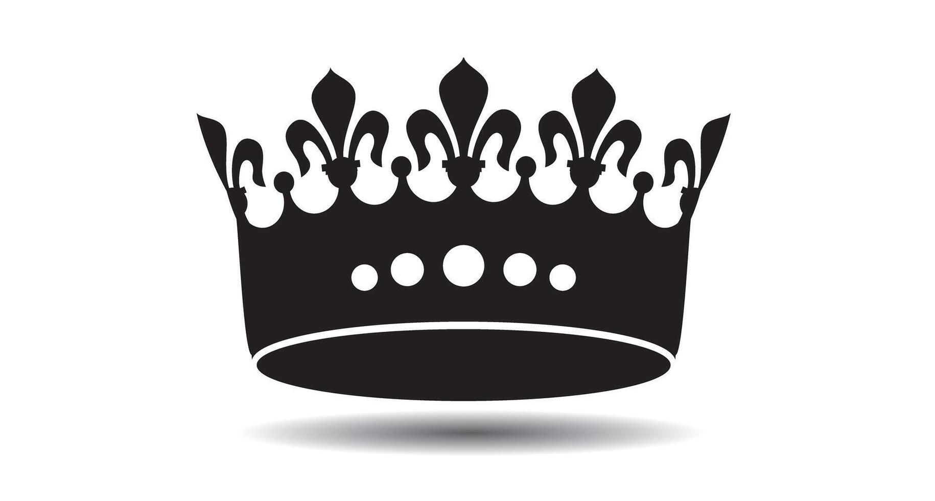 Black outline crown icon on white background. Emblem and Royal symbols. vector