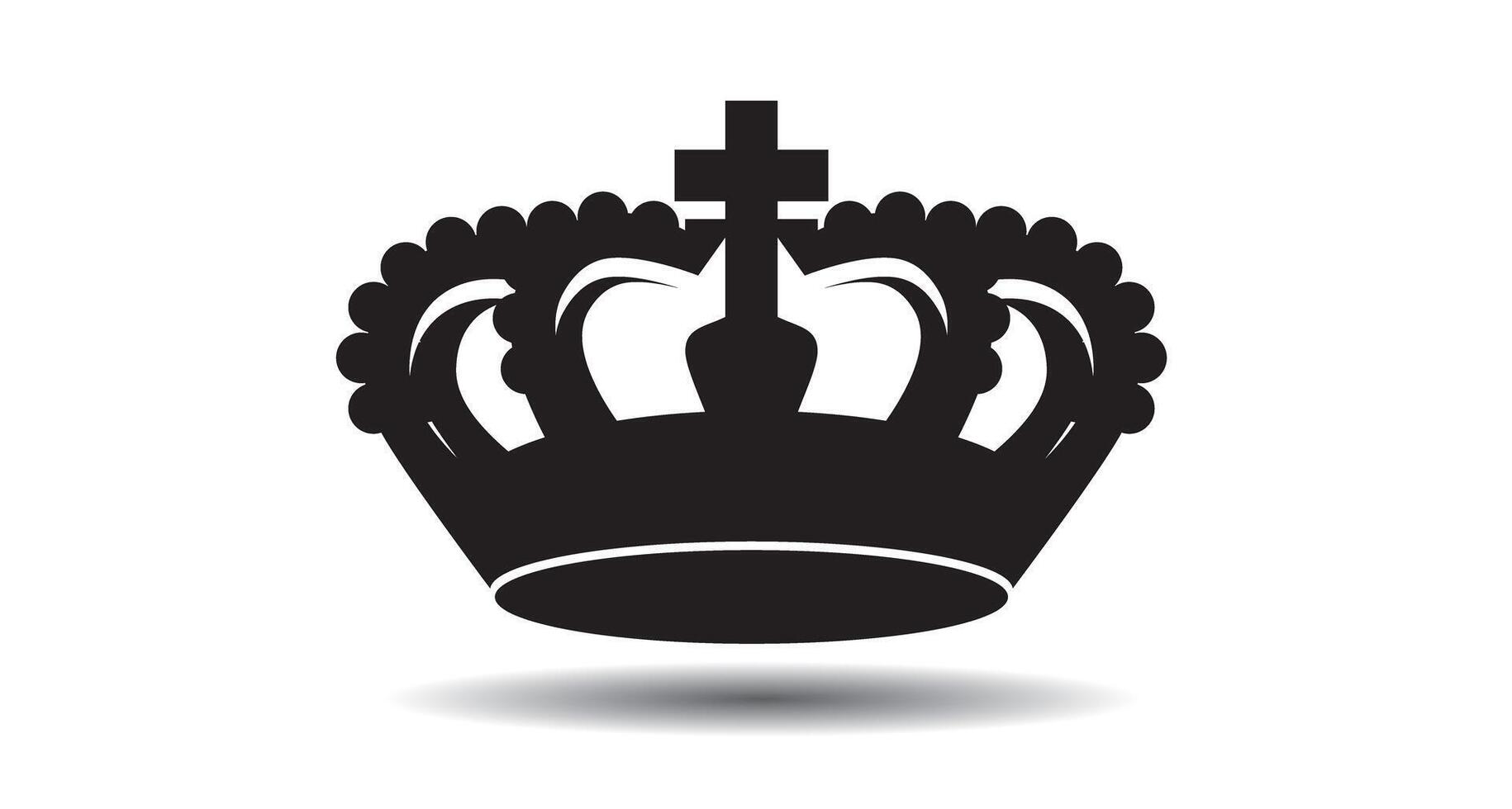 Black outline crown icon on white background. Emblem and Royal symbol. vector