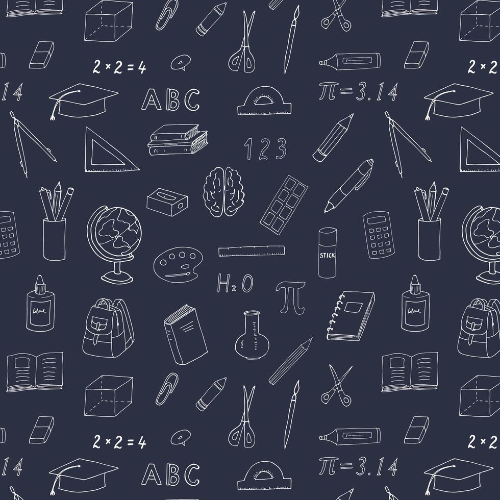 Back to school doodles seamless pattern vector