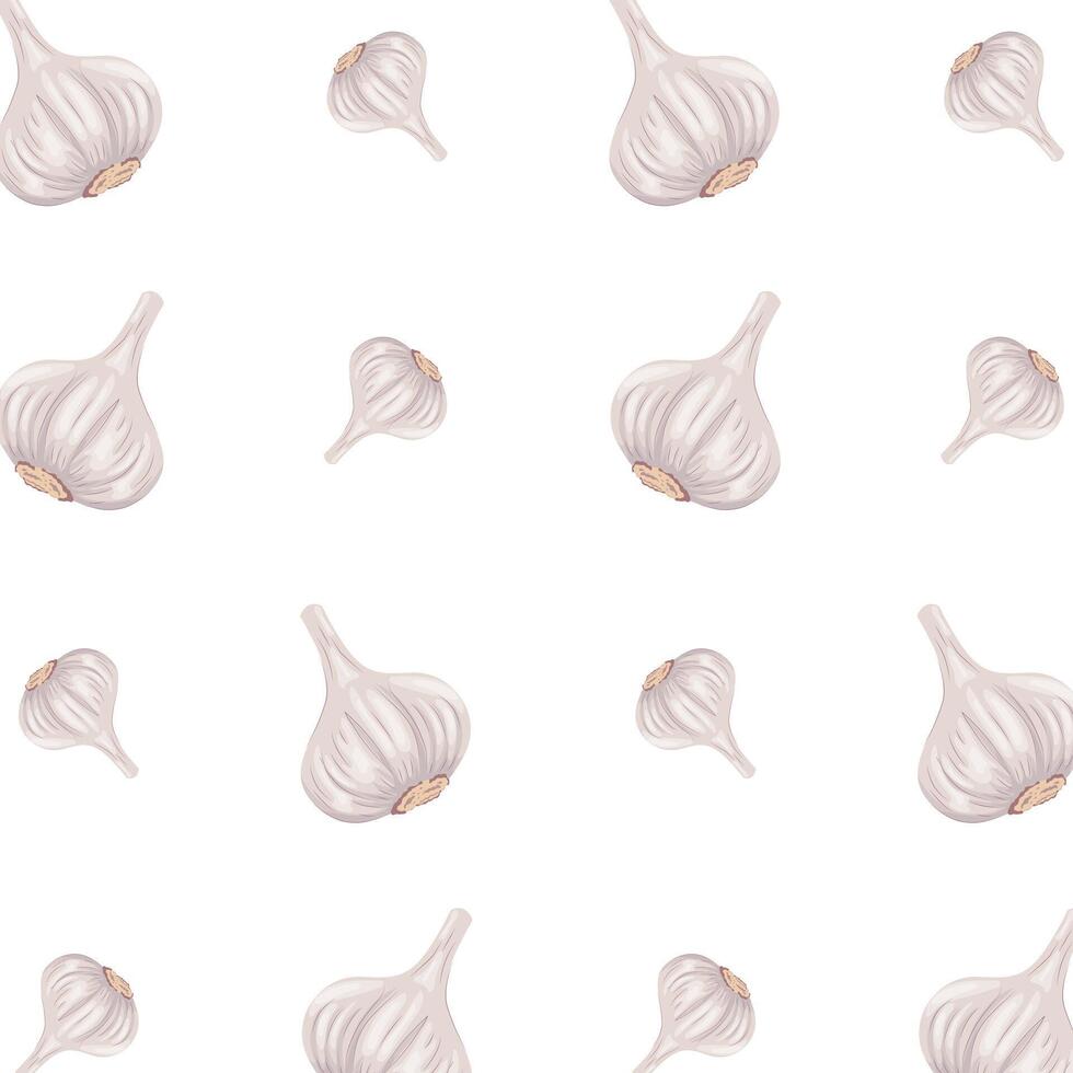 Garlic Seamless Pattern for Food and Kitchen Design vector