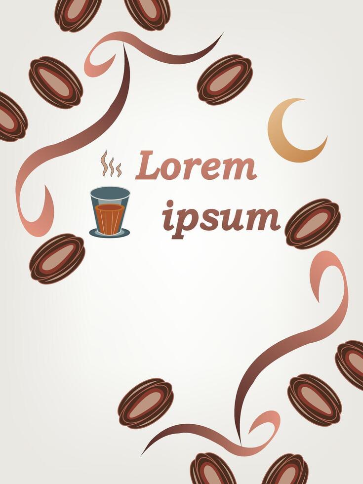 Minimal Seamless Pattern of Halal Food Icons with Crescent and Arabic Touch For Magazine Cover, Social Media, Merchandising. vector