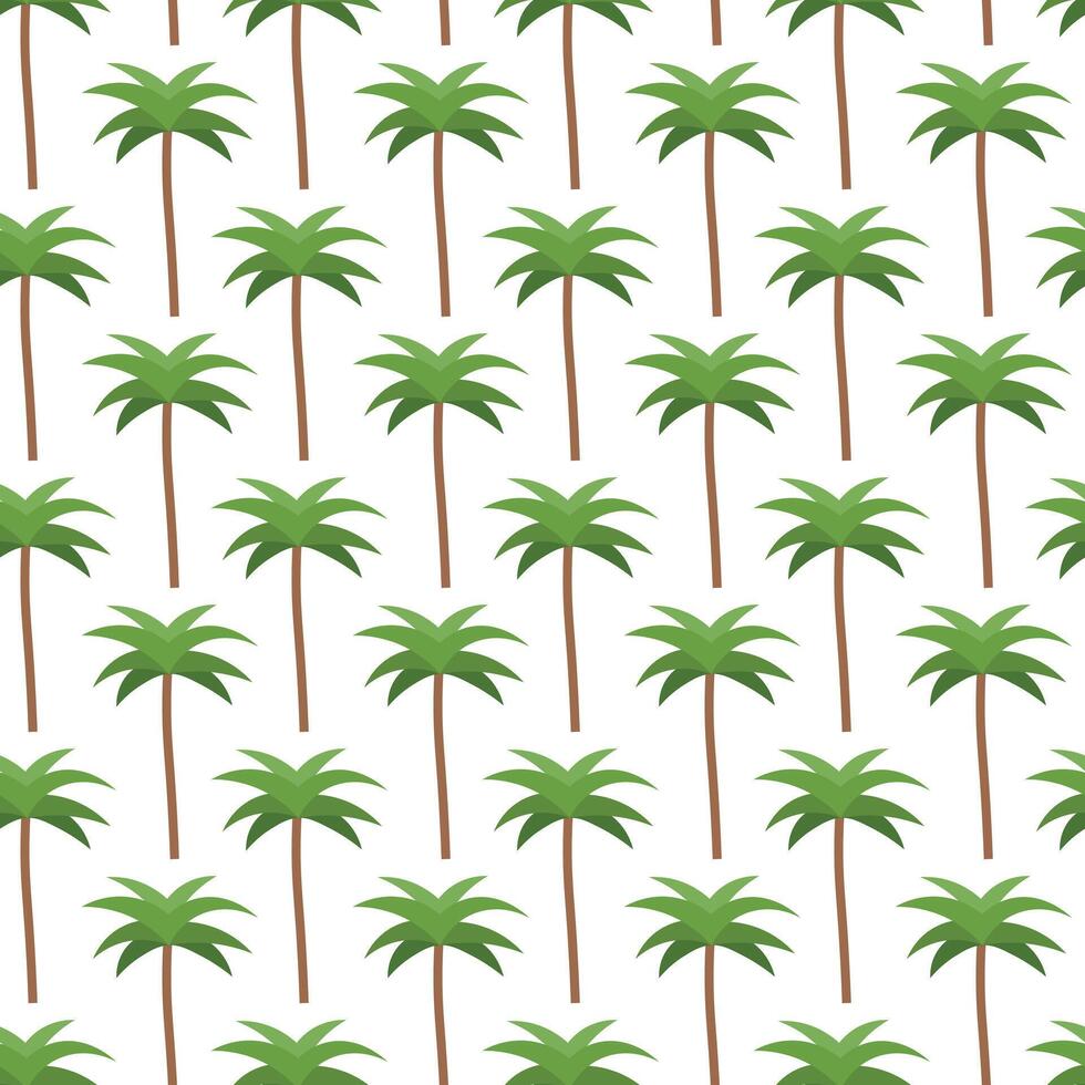 Seamless palm pattern with tropical tree. Beach summer background with green leaves palm vector
