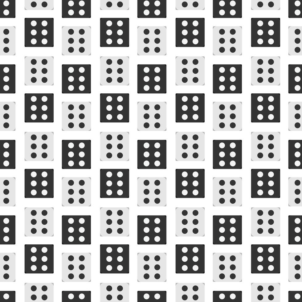 Seamless casino dice pattern with black and white lucky dices. Gambling cubes background vector