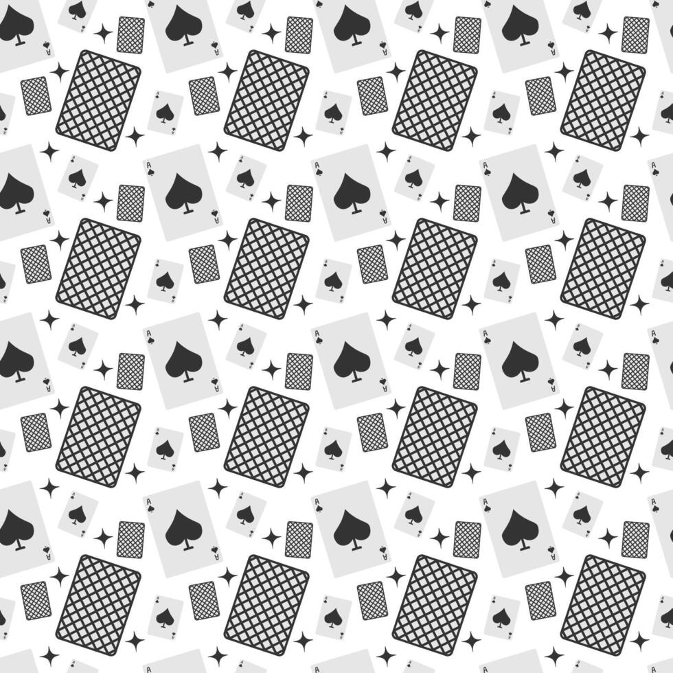 Seamless poker card pattern with spade ace. Playing cards casino decoration vector