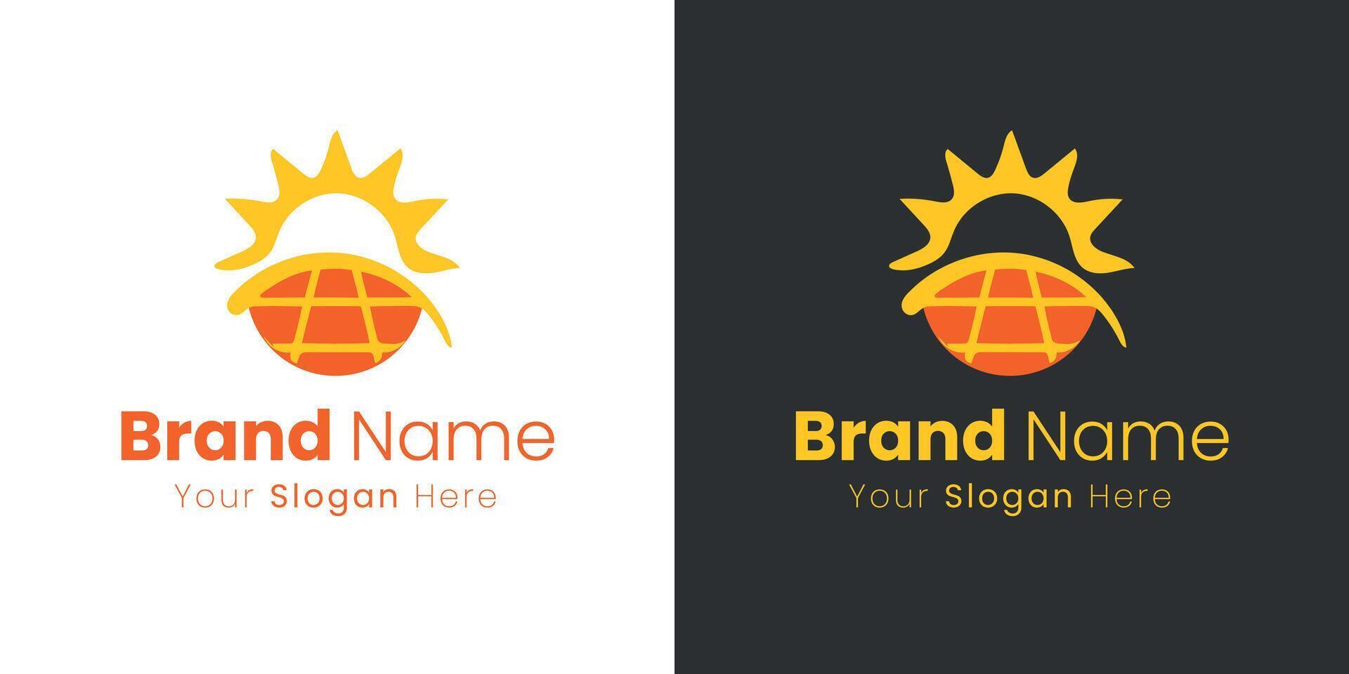 Creative Modern Logo Concept with Sun Above Globe Design Ideas Inspiration vector