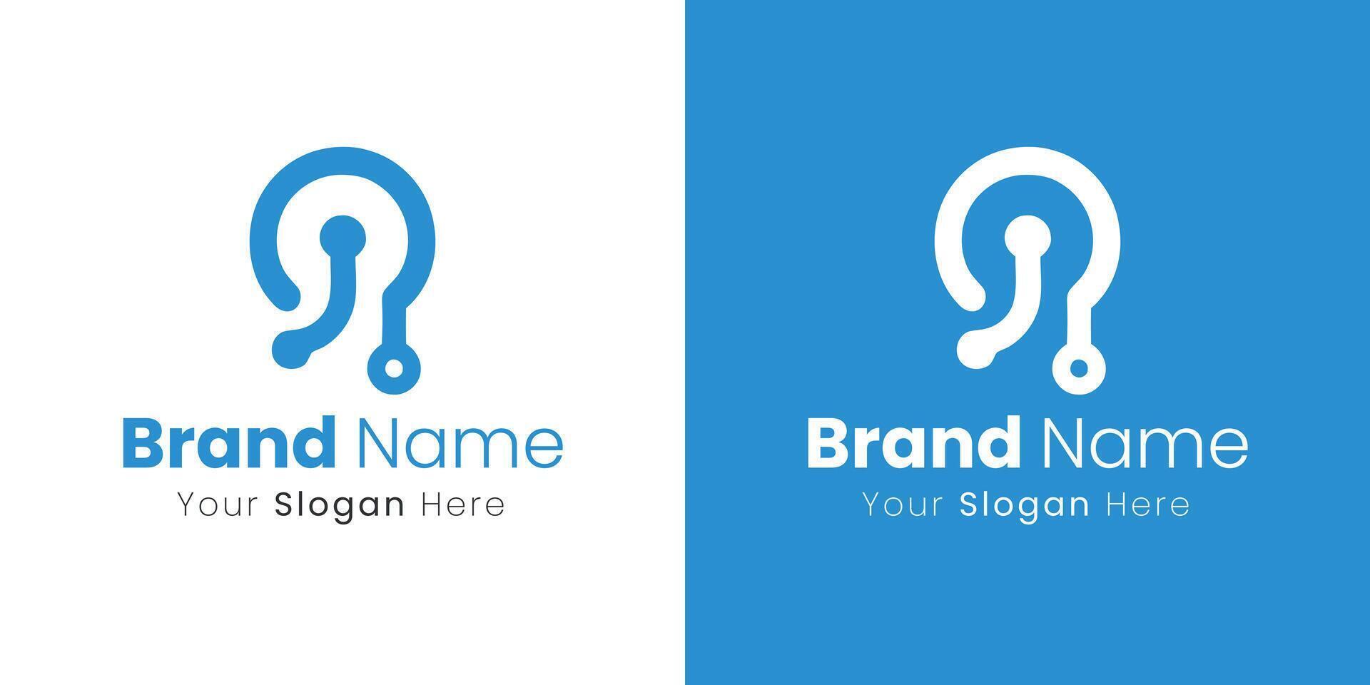 Modern Technology Logo Design with Abstract Circuit Connections and Bright Blue Hue vector