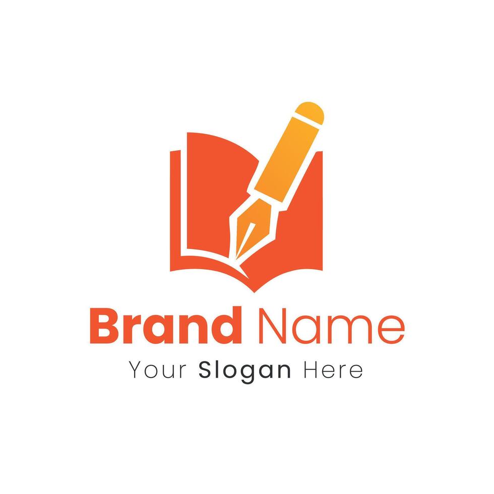 An Innovative Book and Pen Logo Design for Writing or Publishing Company vector