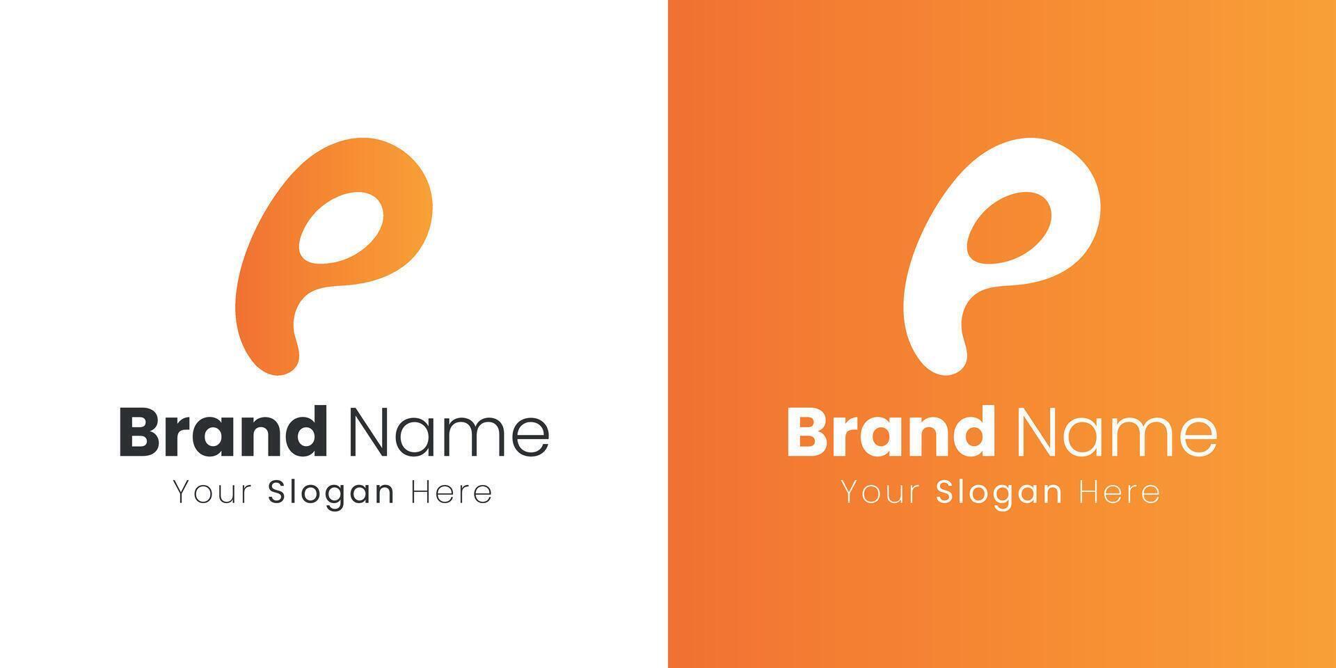 Modern Abstract Letter P Logo Design Orange and White Color Combination vector