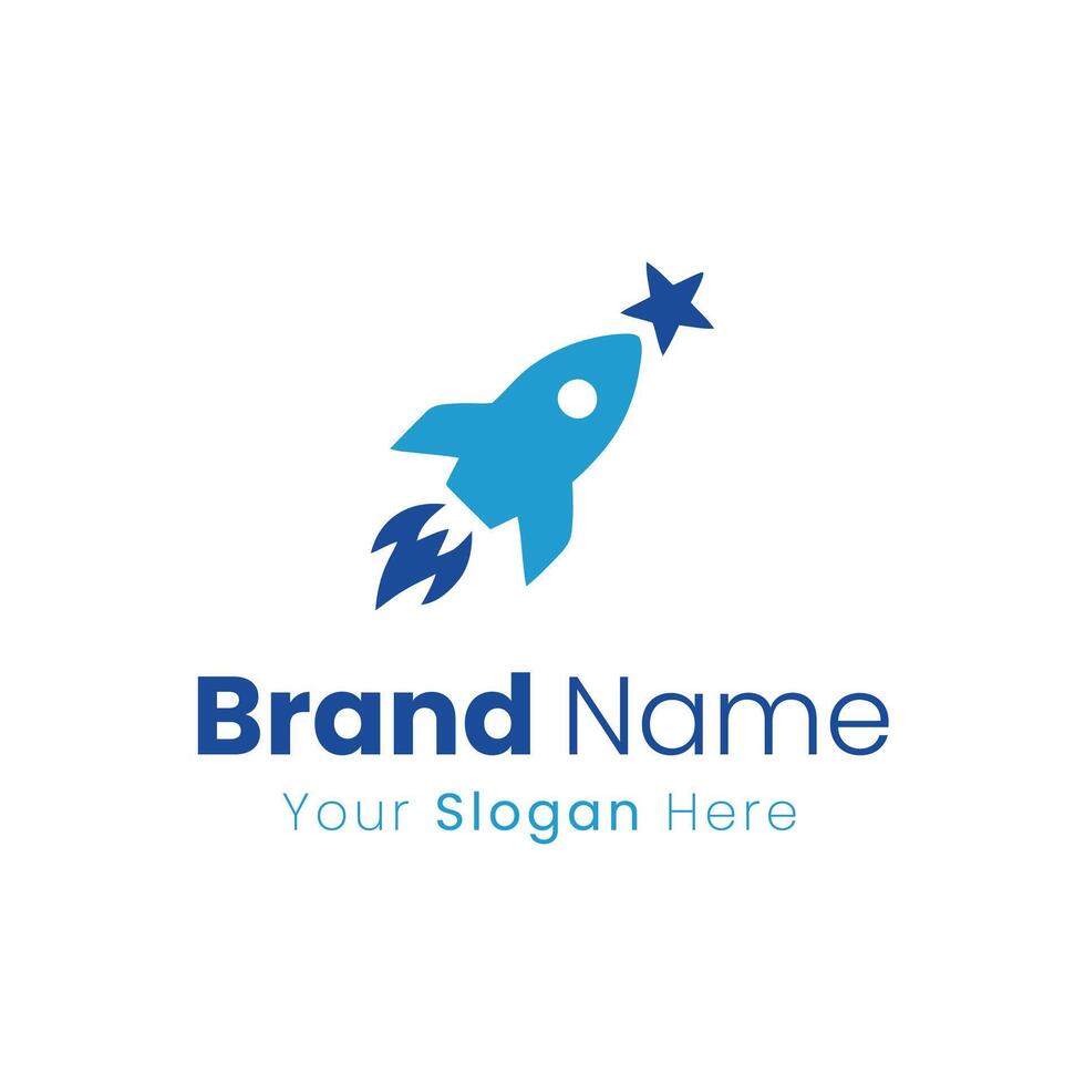 Logo Showcasing a Rocket Launching Towards a Star Design Idea Space vector