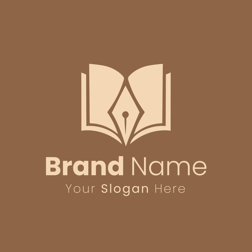 Book with Pen logo design concepts that you can use for free vector