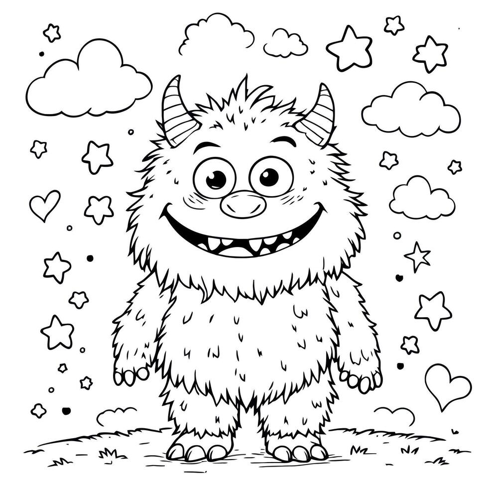Cute Monster Coloring Page for Kids and Adults A Fun Creative Activity vector