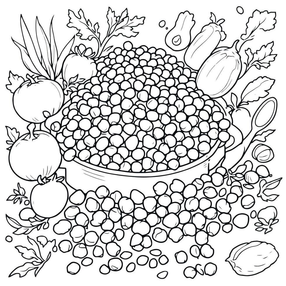 Vegetables And Legumes For Your Table An Interesting Coloring Page Activity vector