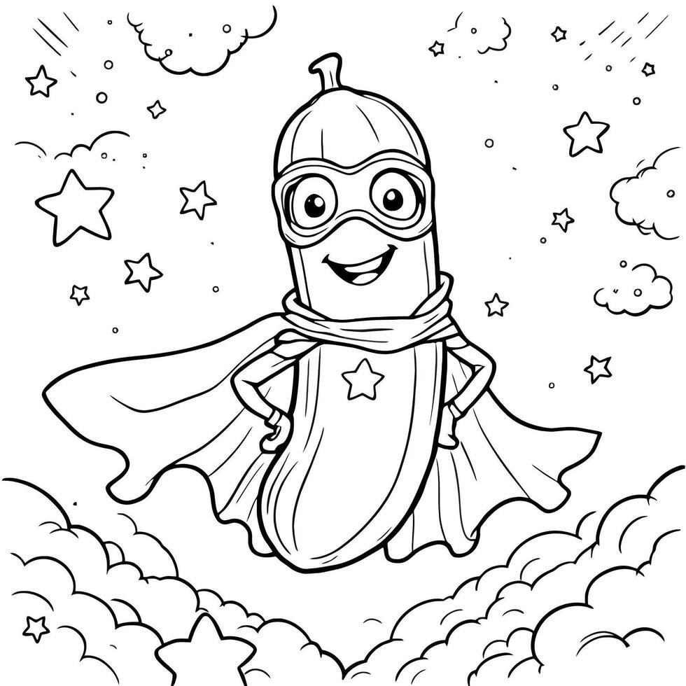 Superhero Pickle Coloring Page Cute and Funny for Children to Enjoy vector