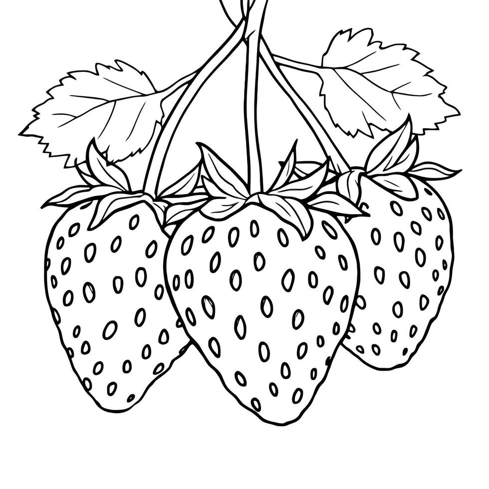 Strawberry Coloring Page A Fun Way to Learn About Healthy Eating Habits vector