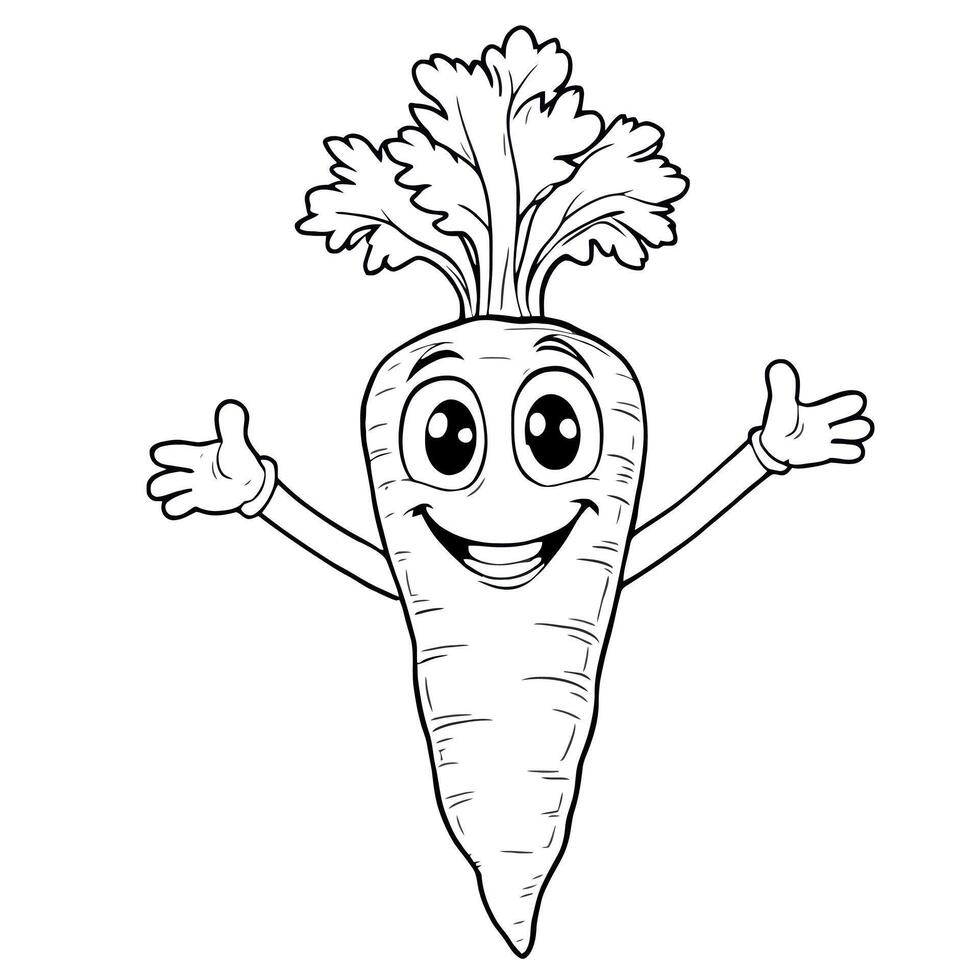Happy Carrot Spreading Joy Around Coloring Page a Fun Veggie Outing vector