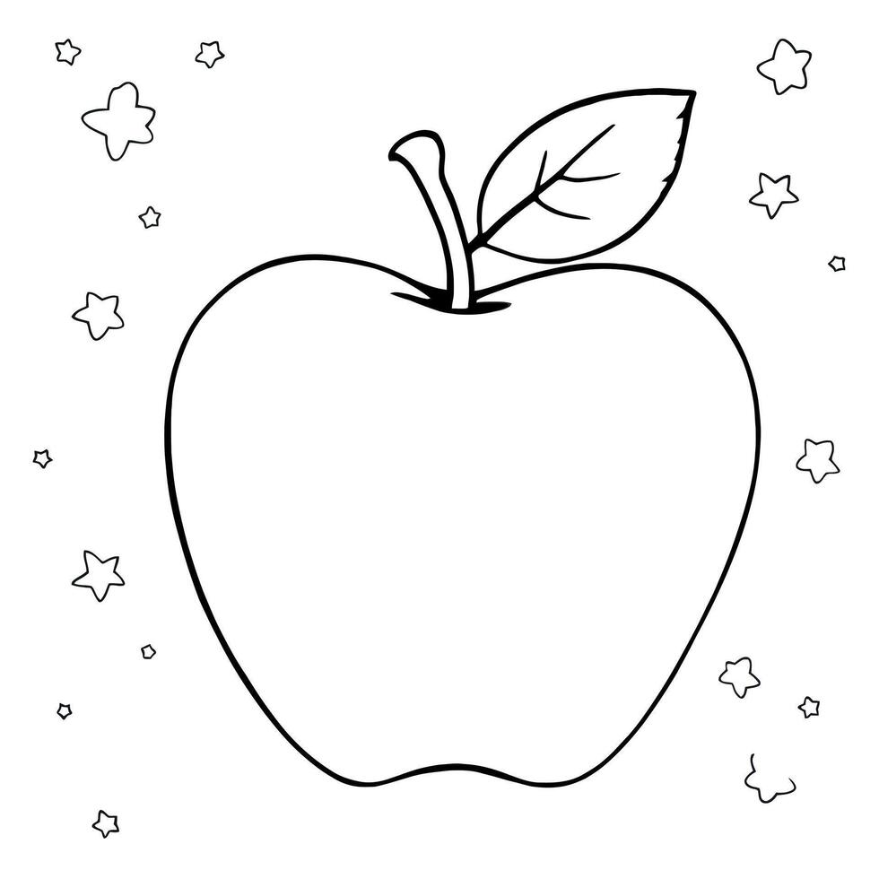 Apple Coloring Page A Fun and Educational Activity for Young Learners vector