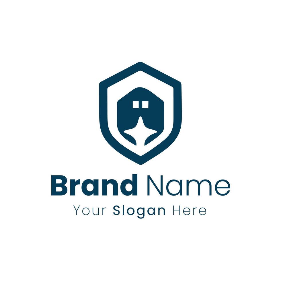 Shield and House Logo Design for Real Estate or Security Company vector