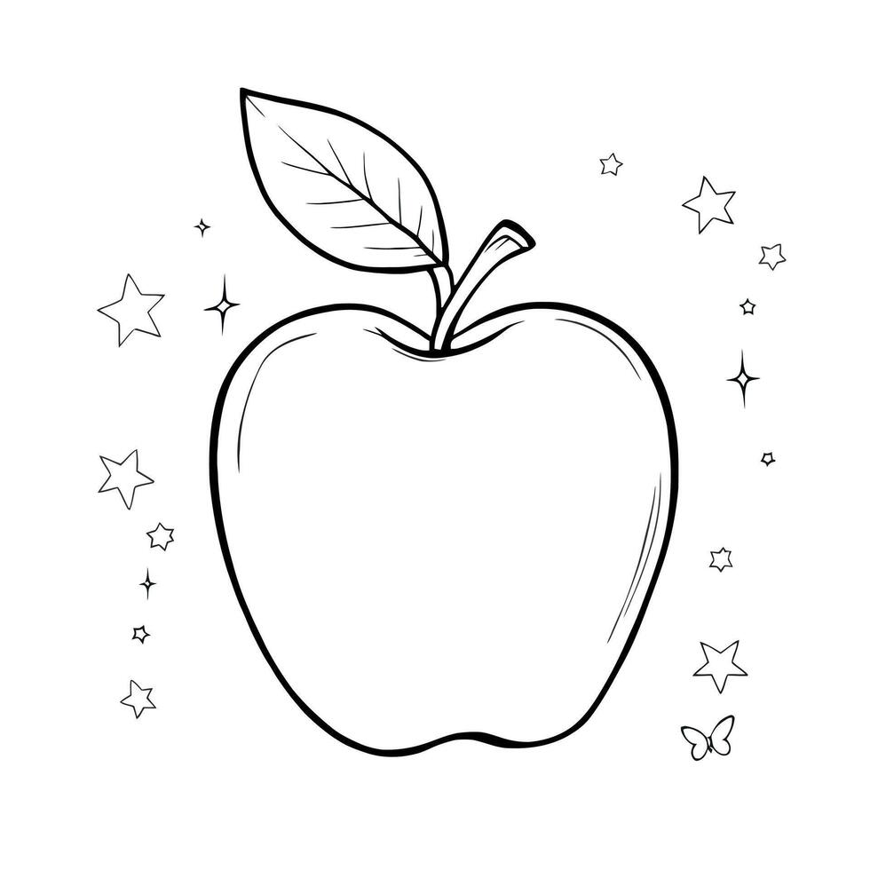 Fun and Educational Apple Coloring Page for Children to Enjoy the Summer vector