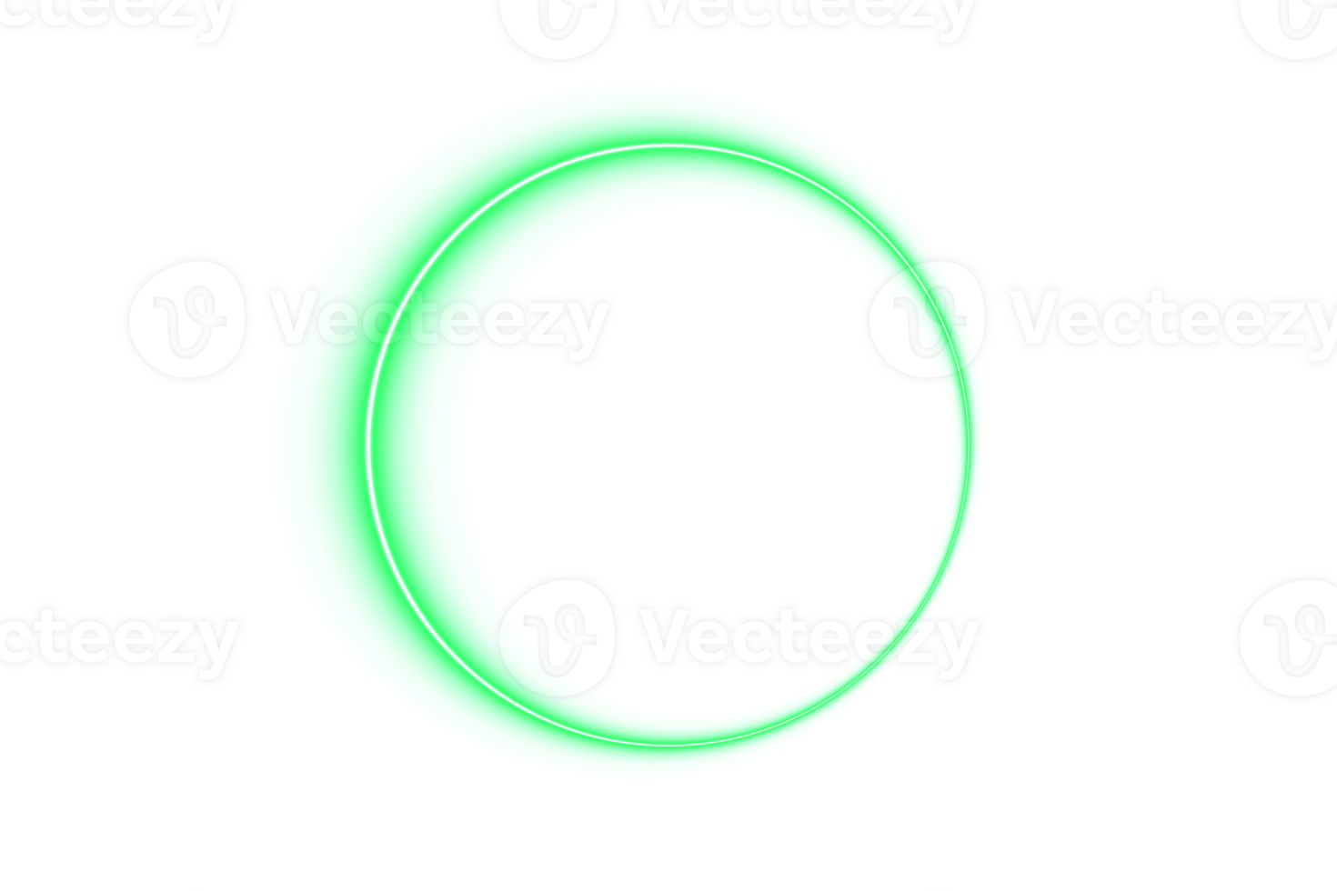 Green glowing neon ring circle outline with transparent background for futuristic digital light graphic design png
