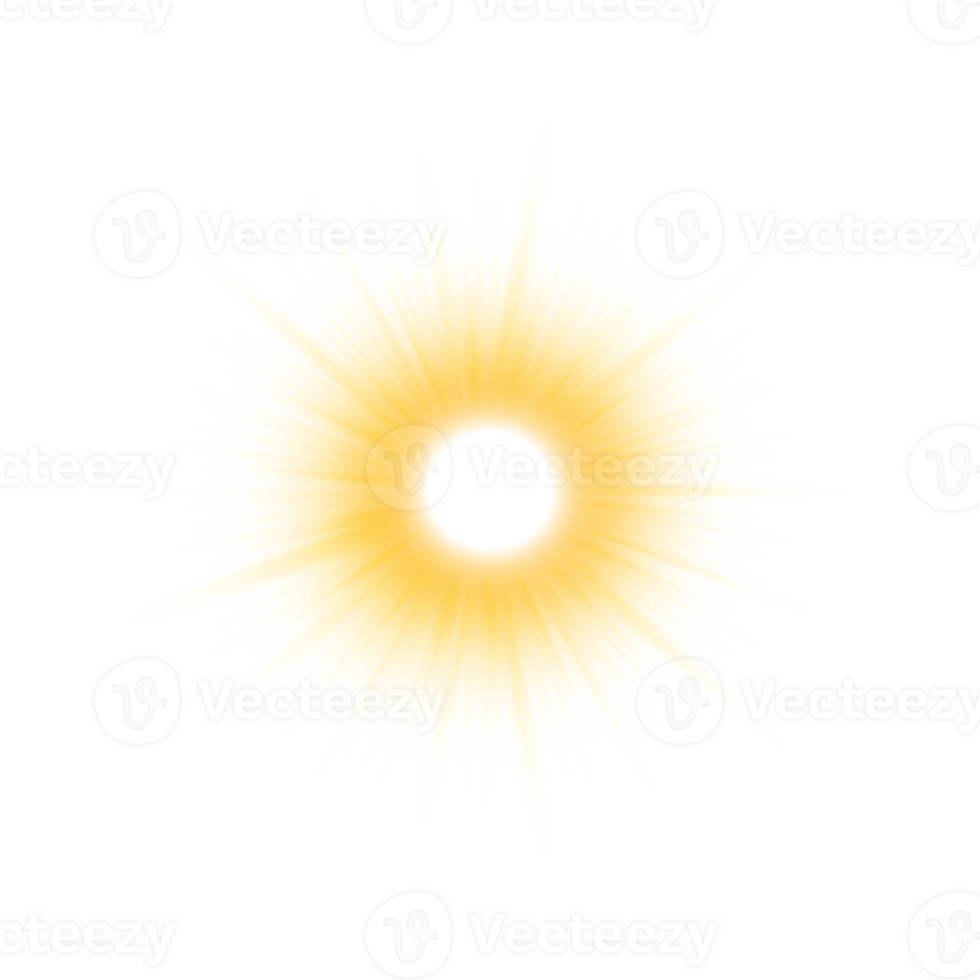 Shining sun rays transparent background with glowing light effect and bright sunshine flare png