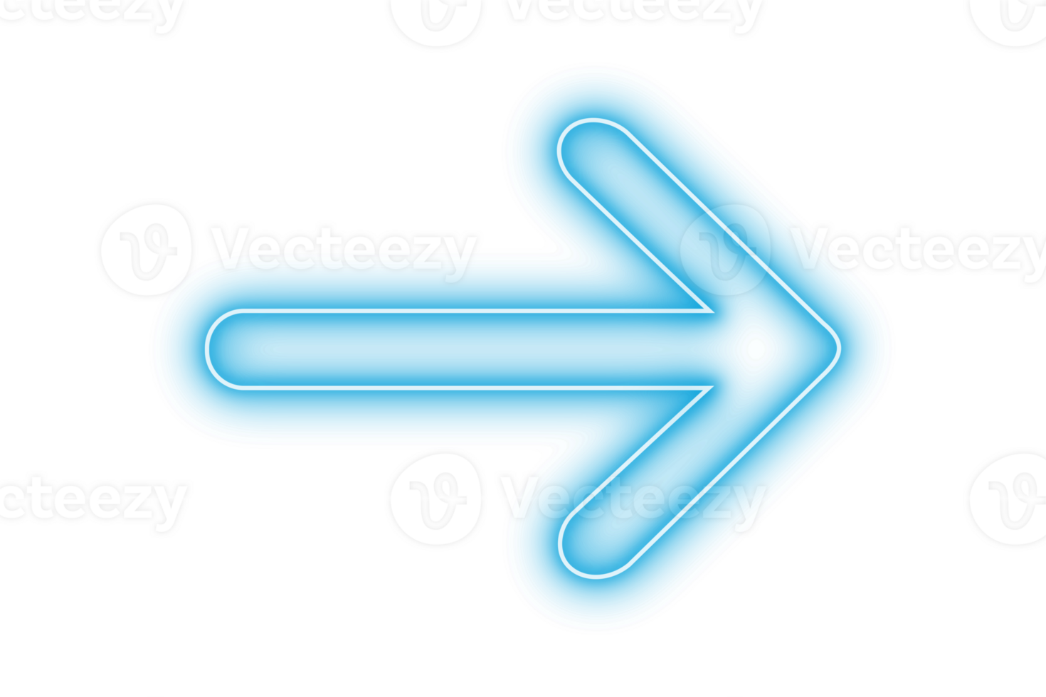 Right pointing blue color neon bright light arrow with glowing effect on transparent background for stylish designs png