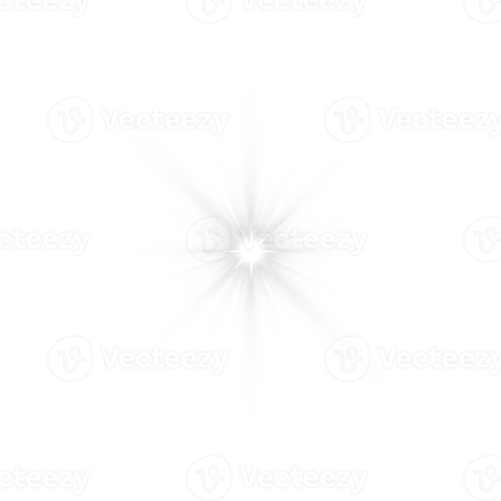 White glowing starlight effect with sparkling flash light and magic star shine on transparent background png