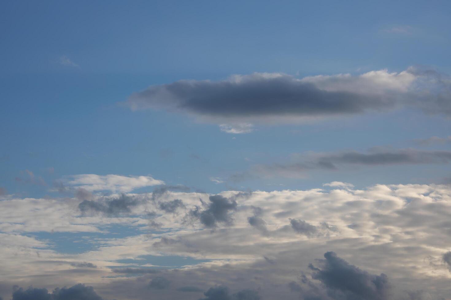 Serene Cloudscape White and Gray Clouds Drifting Across a Light Blue Sky photo