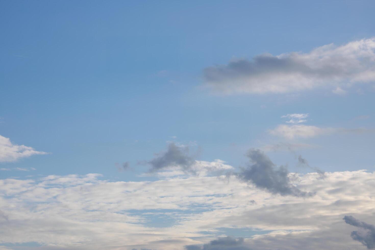 Peaceful Blue Sky with Scattered White and Gray Clouds photo