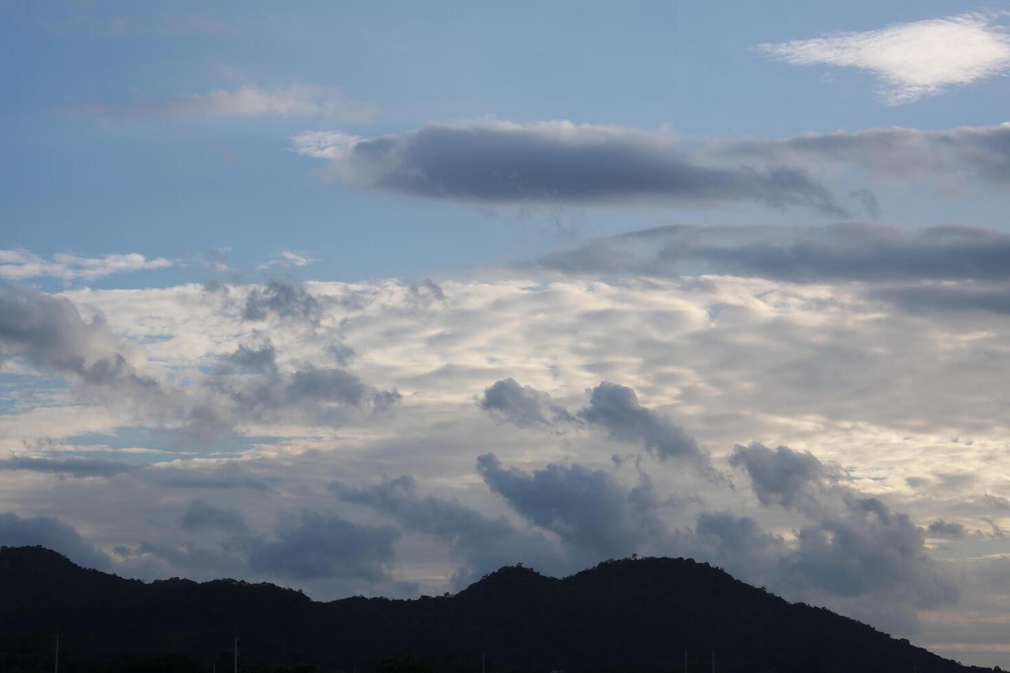 Silhouette of Mountains Against a Partly Cloudy Sky photo