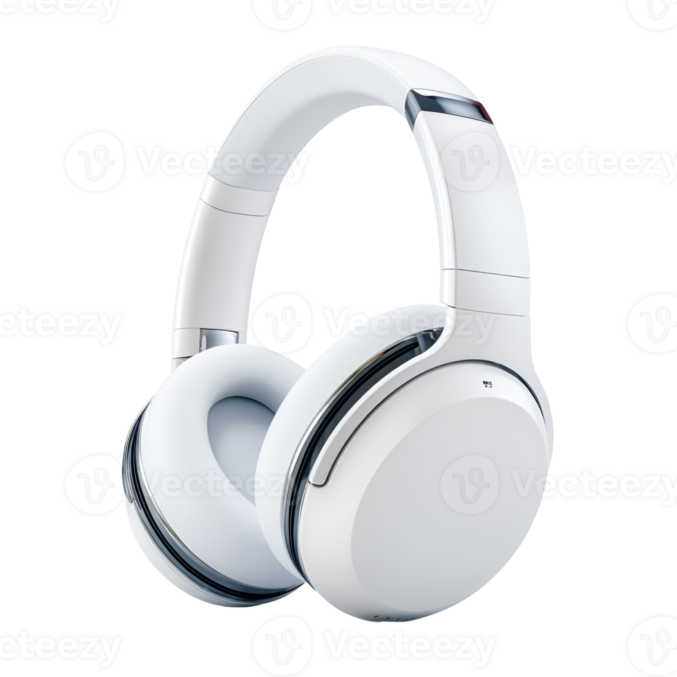 Wireless over ear headphones white design audio listening music technology png