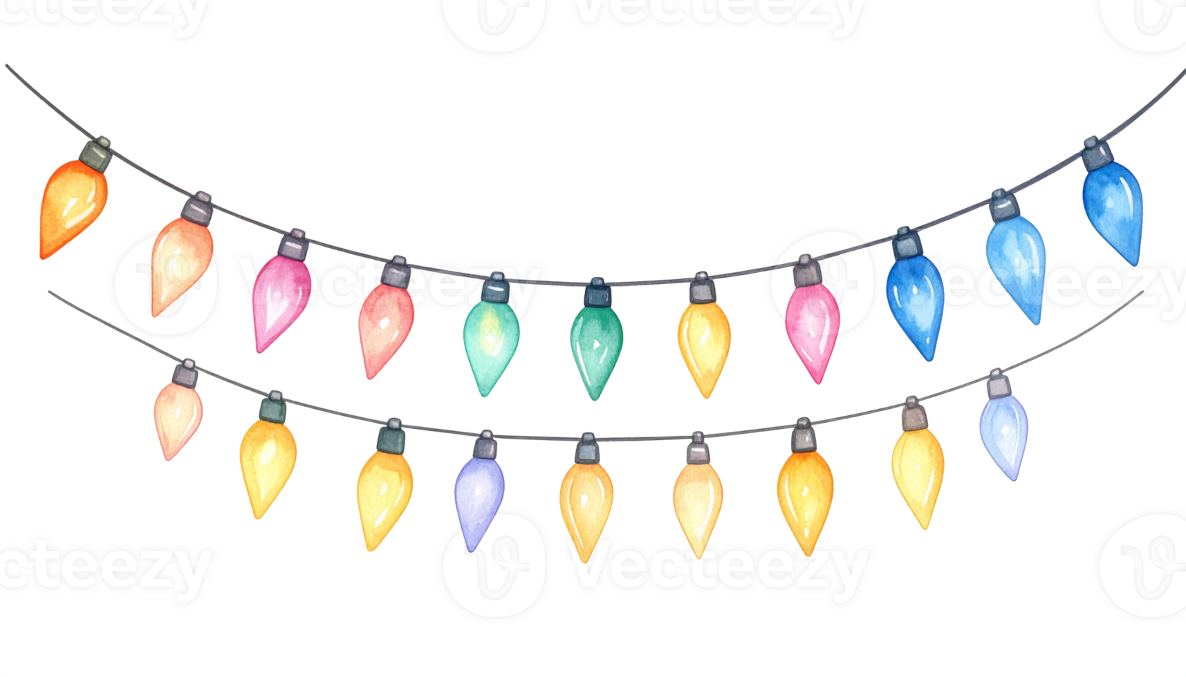 Colorful String Lights on Transparent Background png