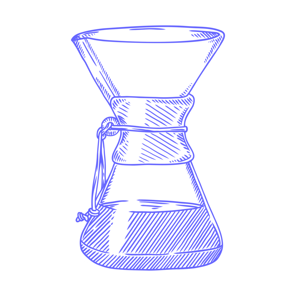 Stylized Chemex Coffee Brewer with Wood Accent png