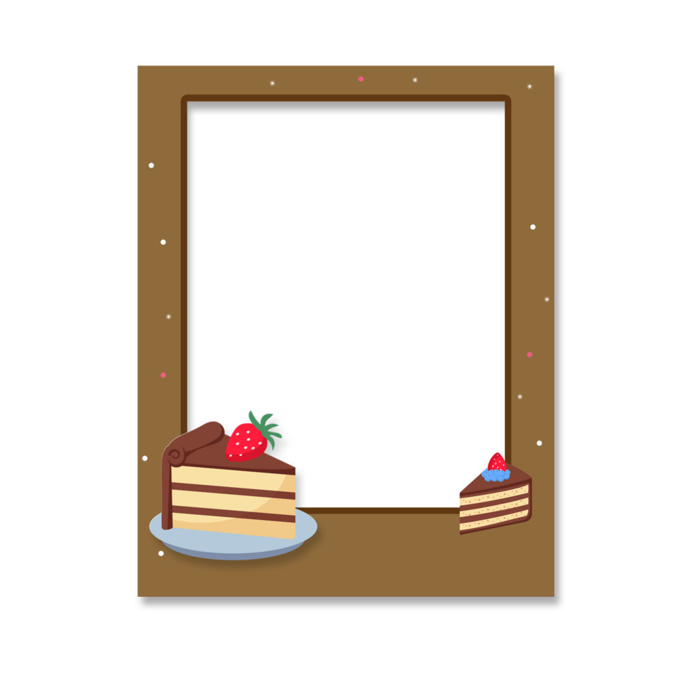 Chocolate Cake Photo Frame with Strawberry png