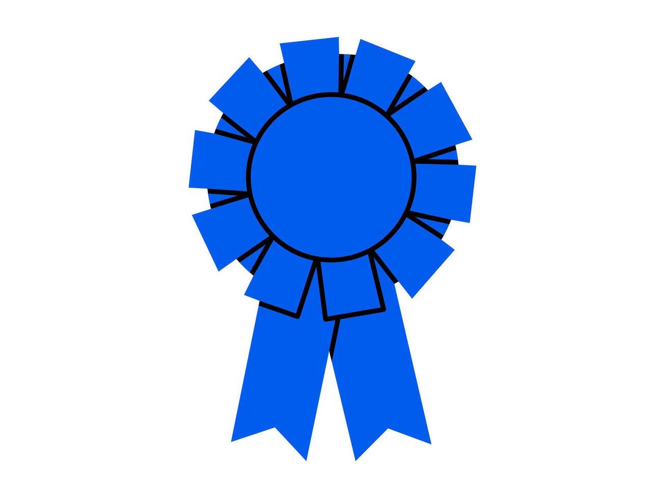 Hand drawn cute cartoon illustration of blue award ribbon. Flat competition or contest winner doodle. Education or study sticker, icon. Quality guarantee. Professional reward. Isolated. vector