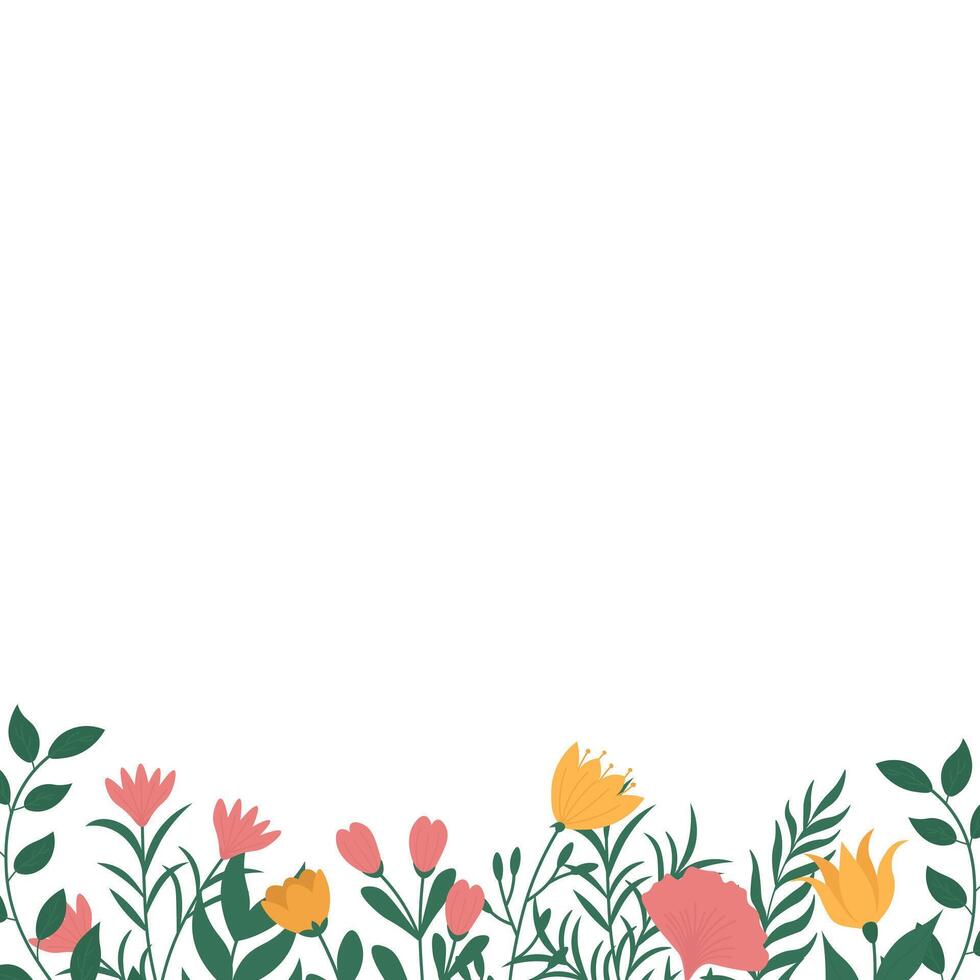 Floral border background. minimalist flower frame. spring botanical design vector