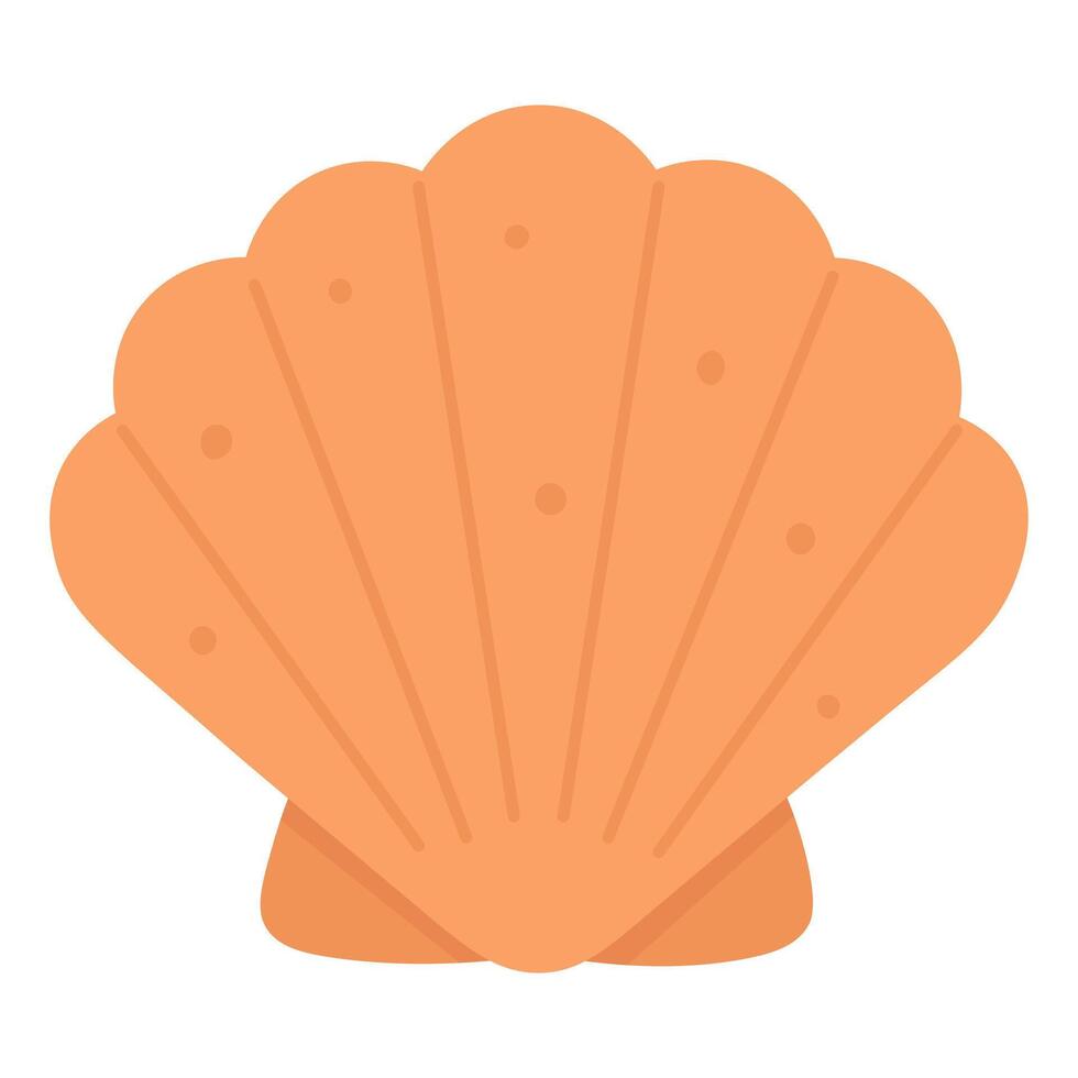 Scallop shell illustration orange seashell icon. Beach shell graphic design. Marine shell symbol vector
