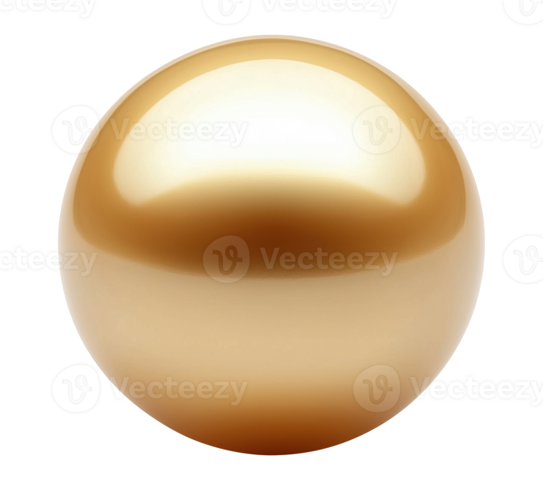 Single glossy golden sphere isolated on transparent background png