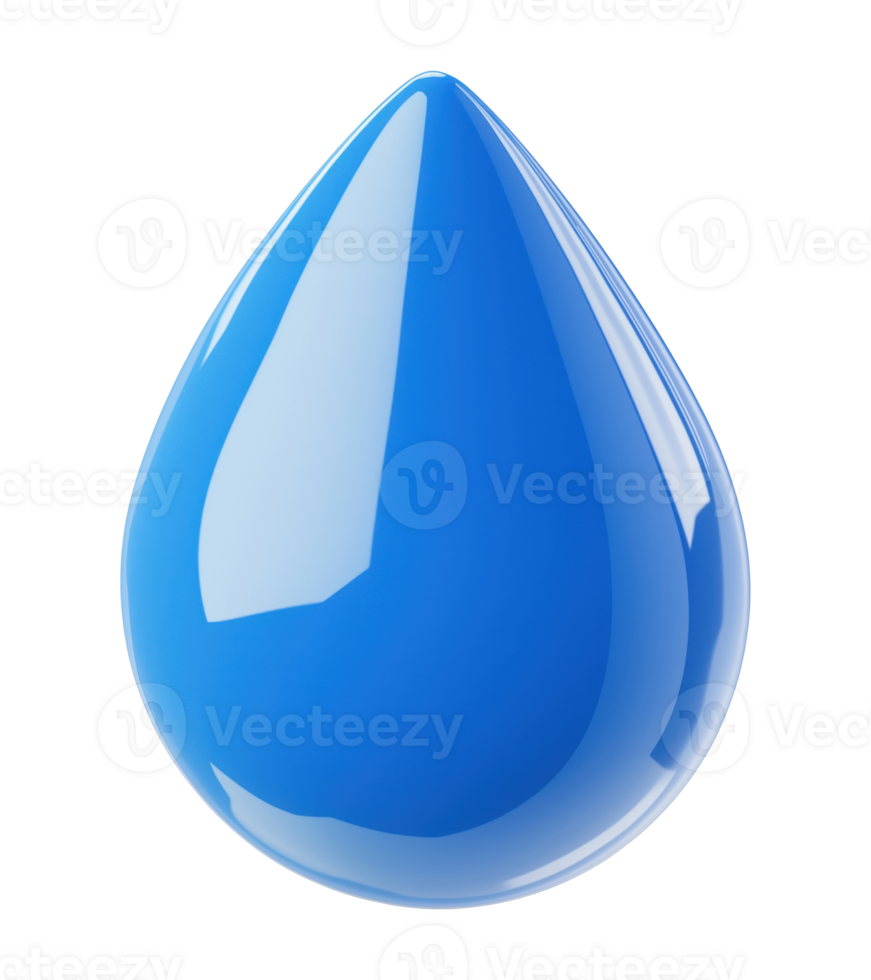 Illustration of a blue water drop isolated on a transparent background png