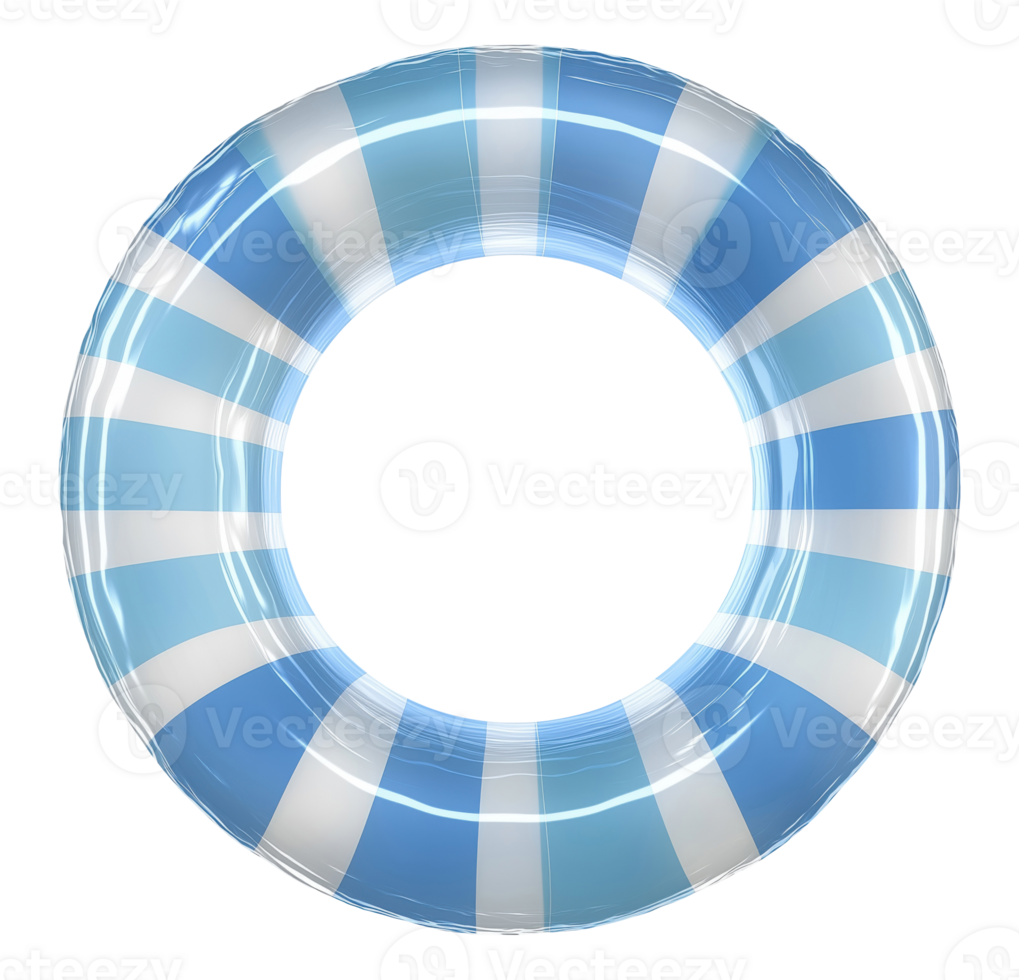Blue striped swimming ring isolated on a transparent background png