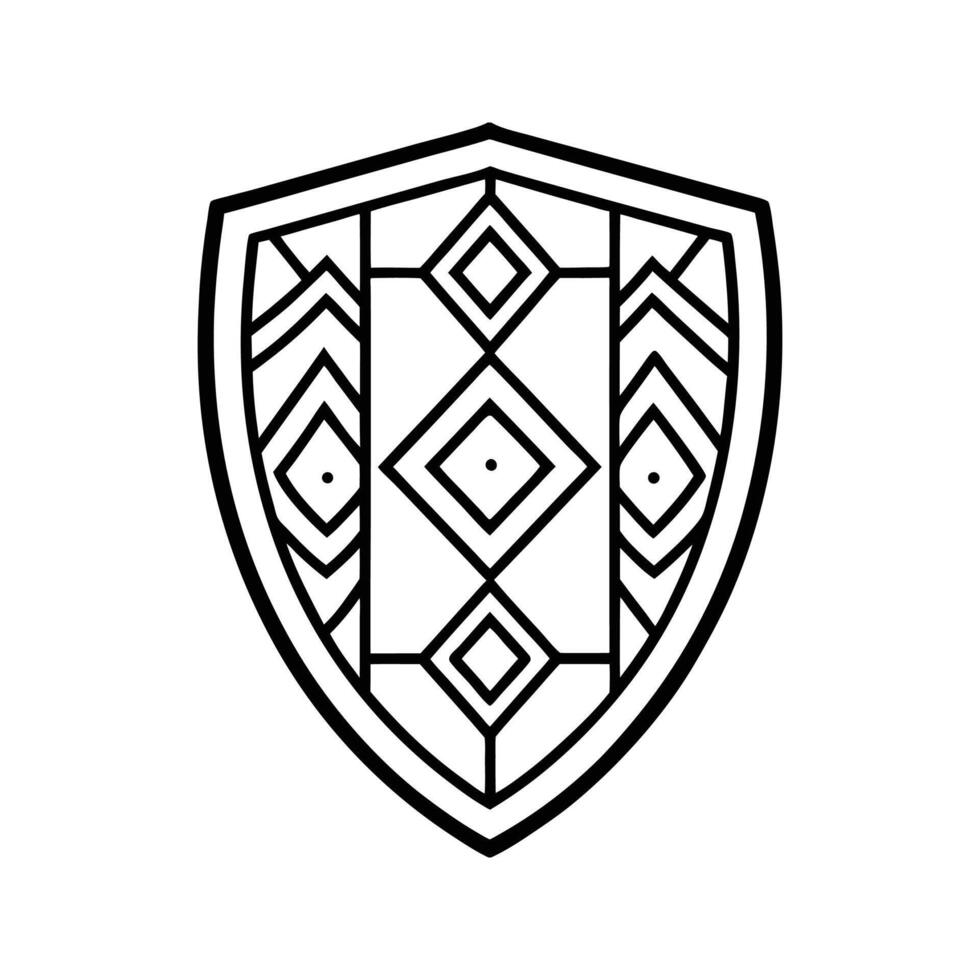Black and White Geometric Shield Design Abstract Pattern vector