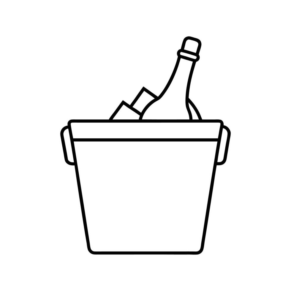 Champagne Bottle Ice Bucket Line Art Illustration ice cubes vector