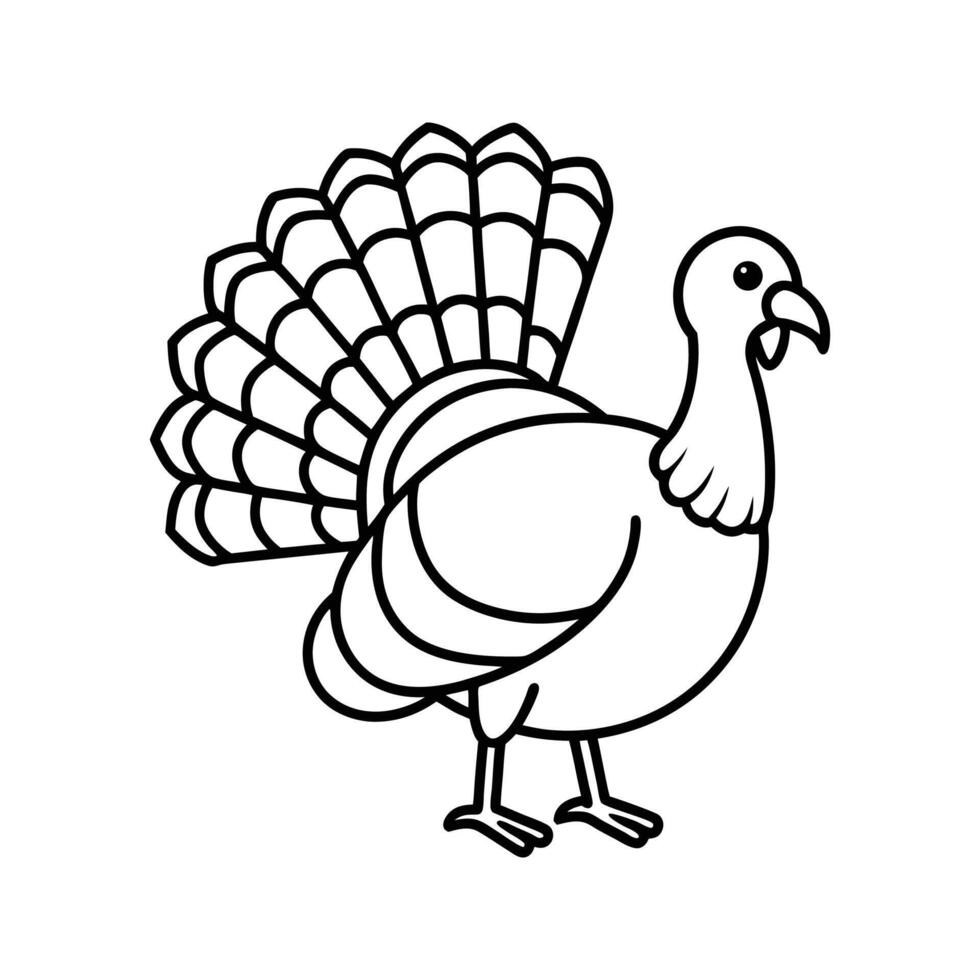 Black and White Line Drawing of a Turkey bird poultry vector