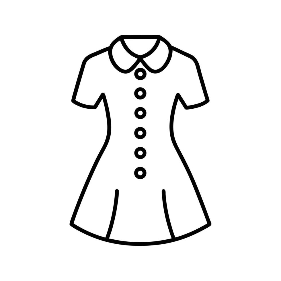Line Drawing Short Sleeved Button Dress with Peter Pan Collar vector