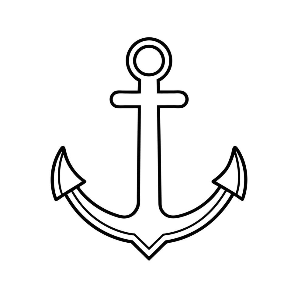 Simple black and white illustration of a classic anchor symbol for nautical concepts vector
