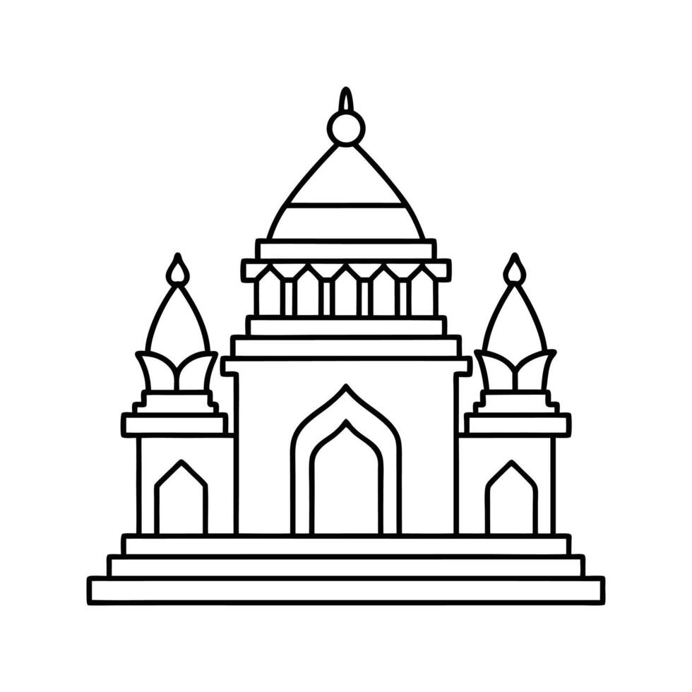 Line Drawing Indian Palace Architecture Temple Design vector