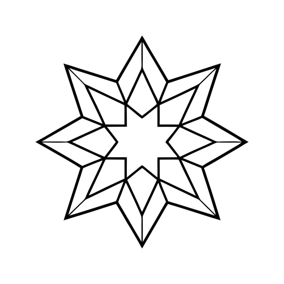 Black Geometric Eight Pointed Star Mandala Design eightpointed star vector