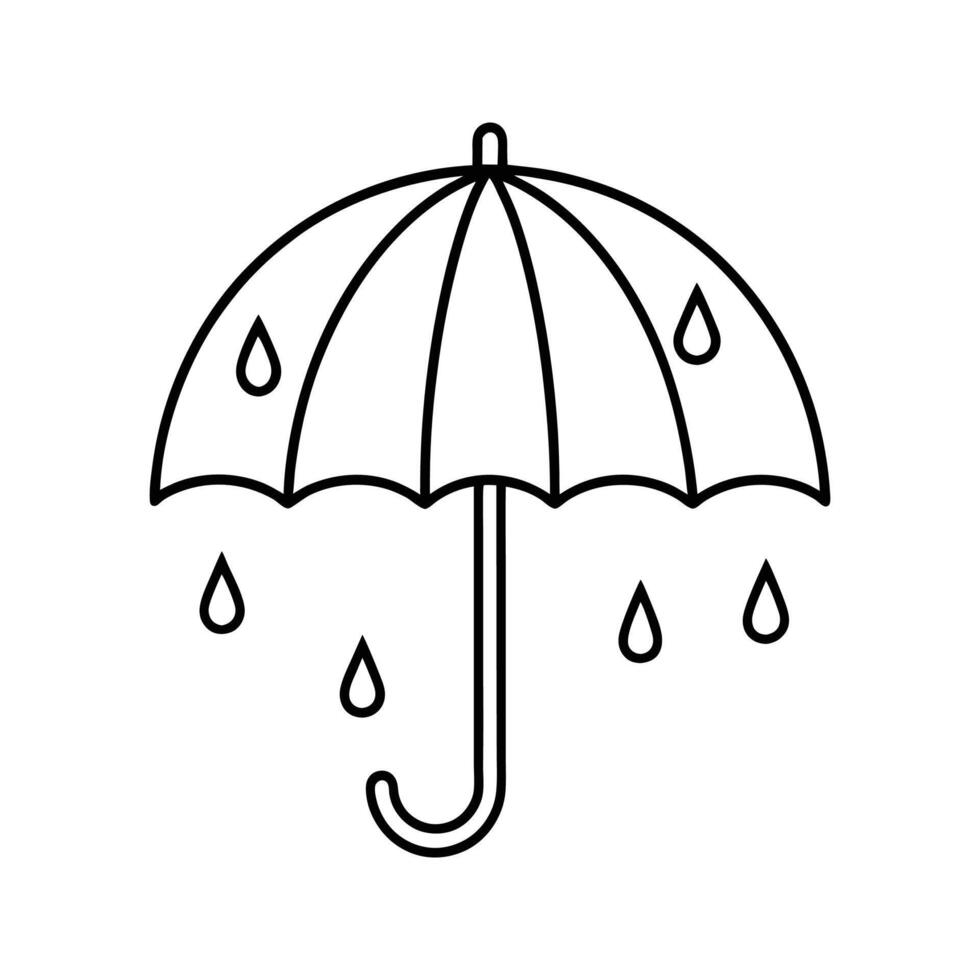 Black Outline Umbrella Rain Drops Icon Graphic water vector